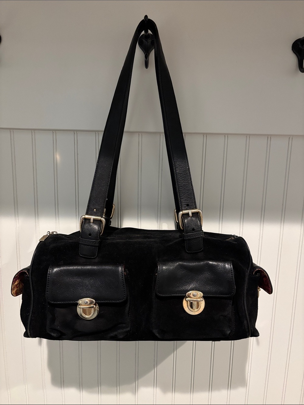 Maxx New York Black Shoulder Bag with Front Pockets